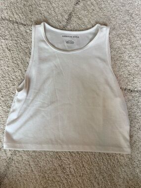 American Eagle Outfitters Cream Ribbed Crop Tank Size Medium